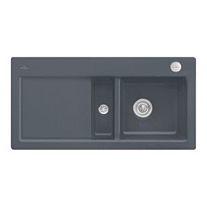Villeroy & Boch Subway 60 Einbauspüle 671202i4 rechts, mit Ablaufgarnitur und Exzenterbetätigung, 1000 x 510 mm, Graphite