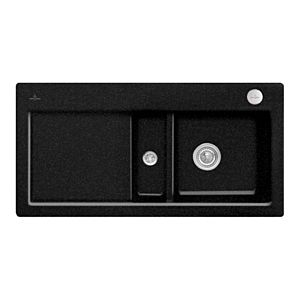 Évier encastrable Villeroy &amp; Boch Subway 60 671202J0 à droite, commande avec garniture de vidage et excentrique, 1000 x 510 mm, chromite