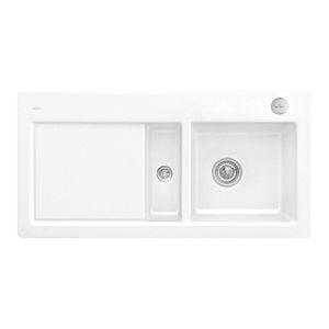 Villeroy &amp; Boch Subway 60 built-in sink 671202KG right, with drain fitting and eccentric operation, 1000 x 510 mm, Snow White