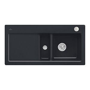 Villeroy &amp; Boch Subway 60 built-in sink 671202S5 right, with drain fitting and eccentric operation, 1000 x 510 mm, Ebony