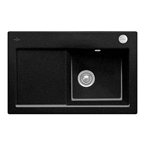 Villeroy und Boch Subway Flächenbündige Spüle 67142FJ0 Becken rechts, mit Ablaufgarnitur und Exzenterbetätigung, Chromit