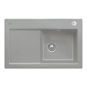 Villeroy und Boch Subway Flächenbündige Spüle 67142FKD Becken rechts, mit Ablaufgarnitur und Exzenterbetätigung, Fossil