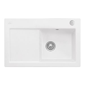 Villeroy und Boch Subway Flächenbündige Spüle 67142FRW Becken rechts, mit Ablaufgarnitur und Exzenterbetätigung, Stone White