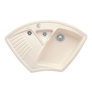 Villeroy und Boch Arena Eck Eckspüle 672902FU mit Ablaufgarnitur, Excenterbetätigung, ivory CeramicPlus