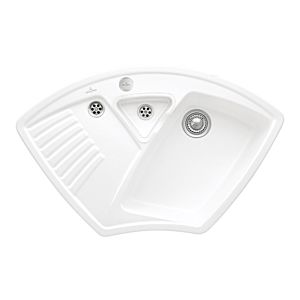 Villeroy und Boch Arena Eck Eckspüle 672902KG Ablaufgarnitur, Exzenterbetätigung, Resteschale, Snow White