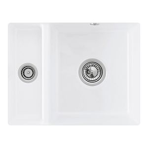 Villeroy and Boch undermount sink 675802RW with drain fitting and eccentric operation, Stone White