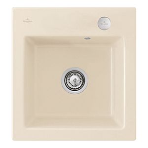 Villeroy & Boch Subway 45 XS Einbauspüle 678102FU mit Ablaufgarnitur und Exzenterbetätigung, 475 x 510 mm, Ivory