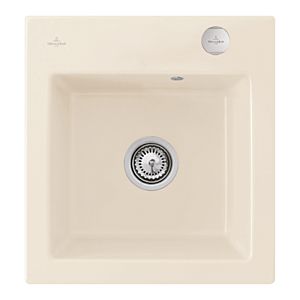 Villeroy und Boch Subway Flächenbündige Spüle 67812FKR mit Ablaufgarnitur und Exzenterbetätigung, Crema