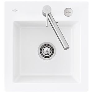Villeroy und Boch Subway Flächenbündige Spüle 67812FR1 mit Ablaufgarnitur und Exzenterbetätigung, weiß