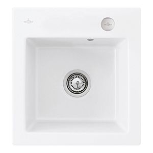 Villeroy and Boch Subway flush-mounted sink 67812FRW with waste set and eccentric operation, Stone White