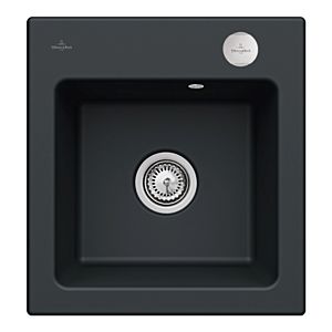Villeroy &amp; Boch Subway 45 XS built-in sink 678102S5 with drain fitting and eccentric operation, 475x510mm, Ebony