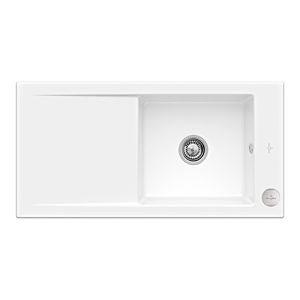 Villeroy und Boch Timeline 60 Flat Flächenbündige Spüle 67902FKG mit Ablaufgarnitur und Exzenterbetätigung, Snow White