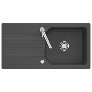 Villeroy &amp; Boch Linara 60 Flat flush-mounted sink 33862Fi4 with drain fitting, eccentric operation, graphite CeramicPlus