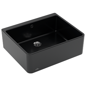 Évier Villeroy &amp; Boch à une cuve 636001R7 avec bonde, ouverture manuelle, noir pur