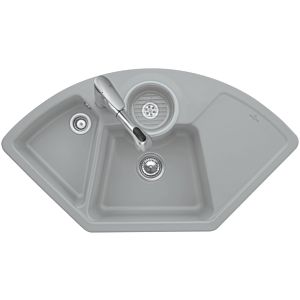 Villeroy und Boch Solo Eck Eckspüle 670800R1 Spülbecken, weiß alpin CeramicPlus