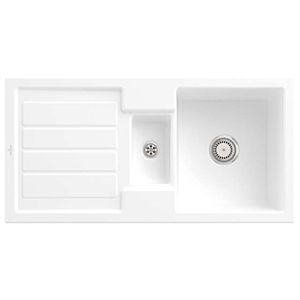 Villeroy & Boch Flavia évier encastré 330401RW avec vidage et fonctionnement manuel, Stone White