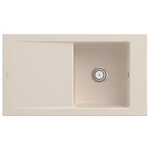 Villeroy & Boch Timeline Einbauspüle 330701FU mit Ablaufgarnitur und Handbetätigung, Ivory