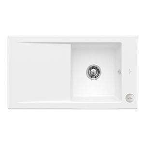 Villeroy und Boch Timeline 50 Flat Flächenbündige Spüle 33072FRW mit Ablaufgarnitur und Exzenterbetätigung, Stone White