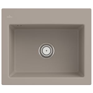 Évier encastrable Villeroy et Boch Subway 60 S 330901AM avec garniture de vidage et commande manuelle, 600 x 510 mm, Amande