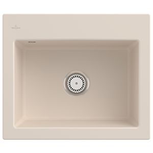 Villeroy und Boch Subway 60 S Einbauspüle 330901FU mit Ablaufgarnitur, 600 x 510 mm, Handbetätigung, ivory CeramicPlus