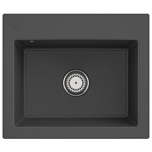 Villeroy & Boch Subway 60 S Einbauspüle 330901i4 mit Ablaufgarnitur und Handbetätigung, 600 x 510 mm, Graphit