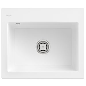 Villeroy & Boch Subway 60 S Einbauspüle 330901KG mit Ablaufgarnitur und Handbetätigung, 600 x 510 mm, Snow White