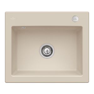 Villeroy und Boch Subway 60 S Einbauspüle 330902AM mit Ablaufgarnitur, Excenterbetätigung, 600 x 510 mm, almond CeramicPlus
