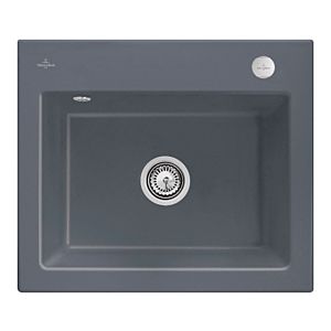 Villeroy und Boch Subway 60 S Einbauspüle 330902i4 mit Ablaufgarnitur, Excenterbetätigung, 600 x 510 mm, graphite CeramicPlus