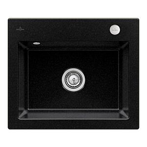Évier à encastrer Villeroy et Boch Subway 60 S 330902J0 avec garniture de vidage , commande excentrique, 600 x 510 mm, chromite CeramicPlus