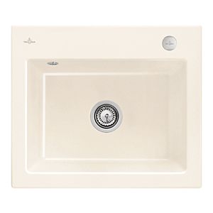 Villeroy and Boch Subway 60 S built-in sink 330902KR with drain fitting, eccentric operation, 600 x 510 mm, crema CeramicPlus