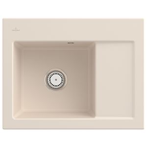 Villeroy und Boch Subway 45 Compact Einbauspüle 331201FU links, mit Ablaufgarnitur, Handbetätigung, 650 x 510 mm, ivory CeramicPlus