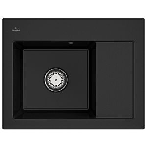 Villeroy und Boch Subway 45 Compact Einbauspüle 331201J0 links, mit Ablaufgarnitur, Handbetätigung, 650 x 510 mm, chromite CeramicPlus