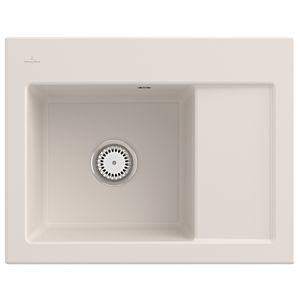 Villeroy und Boch Subway 45 Compact Einbauspüle 331201KR links, mit Ablaufgarnitur, Handbetätigung, 650 x 510 mm, crema CeramicPlus