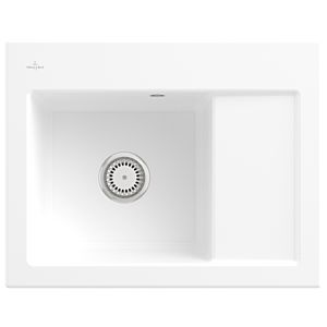 Villeroy and Boch Subway 45 Compact built-in sink 331201RW left, with waste set, manual operation, 650 x 510 mm, stone white CeramicPlus