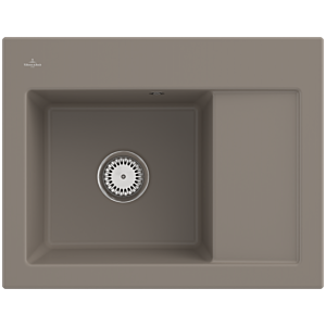 Villeroy and Boch Subway 45 Compact built-in sink 331201TR left, with waste set, manual operation, 650 x 510 mm, timber CeramicPlus