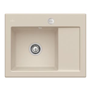 Villeroy und Boch Subway 45 Compact Einbauspüle 331202AM links, mit Ablaufgarnitur, Excenterbetätigung, 650 x 510 mm, almond CeramicPlus