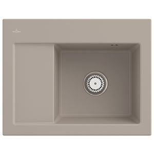 Villeroy und Boch Subway 45 Compact Einbauspüle 331301AM rechts, mit Ablaufgarnitur und Handbetätigung, 650 x 510 mm, Almond