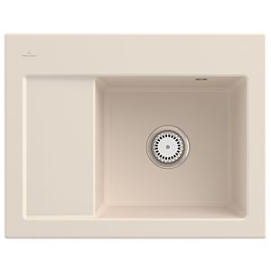 Villeroy und Boch Subway 45 Compact Einbauspüle 331301FU rechts, mit Ablaufgarnitur, 650 x 510 mm, Handbetätigung, ivory CeramicPlus