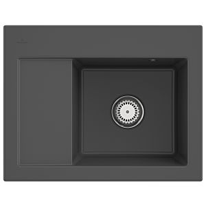 Villeroy und Boch Subway 45 Compact Einbauspüle 331301i4 rechts, mit Ablaufgarnitur, 650 x 510 mm, Handbetätigung, graphit CeramicPlus