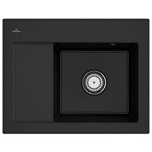 Villeroy und Boch Subway 45 Compact Einbauspüle 331301J0 rechts, mit Ablaufgarnitur, 650 x 510 mm, Handbetätigung, chromite CeramicPlus