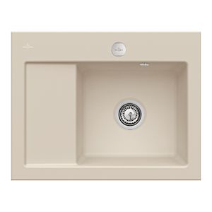 Villeroy und Boch Subway 45 Compact Einbauspüle 331302AM rechts, mit Ablaufgarnitur, Excenterbetätigung, 650 x 510 mm, almond CeramicPlus