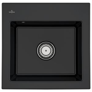Villeroy und Boch Subway 50 S Einbauspüle 331501S5 mit Ablaufgarnitur, 525 x 510 mm, Handbetätigung, ebony CeramicPlus