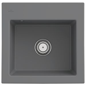 Villeroy und Boch Subway 50 S Einbauspüle 331501SL mit Ablaufgarnitur, 525 x 510 mm, Handbetätigung, stone CeramicPlus