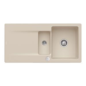 Villeroy and Boch Siluet sink 333702AM with drain fitting and eccentric actuation, Almond