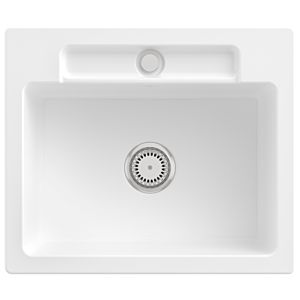 Villeroy und Boch Siluet Spüle 334601RW mit Ablaufgarnitur und Handbetätigung, Stone White