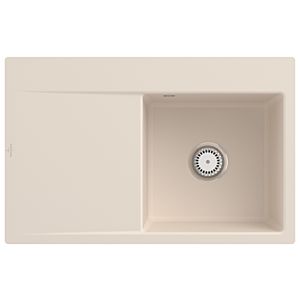 Villeroy und Boch Subway Style 45 Flat Flächenbündige Spüle 33471FFU rechts, mit Ablaufgarnitur, Handbetätigung, ivory CeramicPlus, 78 x 51 cm