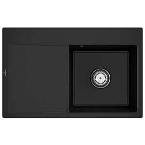 Villeroy et Boch Subway Style 45 Évier plat à chasse d&#39;eau 33471FJ0 droite, avec garniture de vidage , commande manuelle, chromite CeramicPlus, 78 x 51 cm