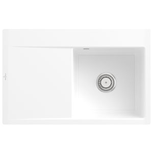 Villeroy et Boch Subway Style 45 Évier plat à chasse d&#39;eau 33471FR1 droite, avec garniture de vidage , commande manuelle, blanc alpin CeramicPlus, 78 x 51 cm