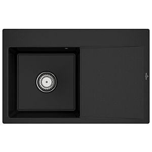 Villeroy and Boch Subway Style 45 Flat flush-mounted sink 33481FJ0 left, with waste set, manual operation, chromite CeramicPlus, 78 x 51 cm