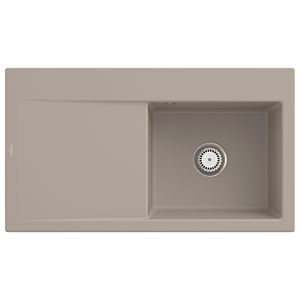 Villeroy und Boch Subway Style 50 Einbauspüle 335101AM Becken rechts, Ablaufgarnitur mit Handbetätigung, 900 x 510 mm, Almond